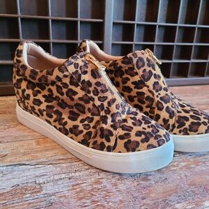 Leopard Print Women's Wedge Sneakers Size 7 1/2